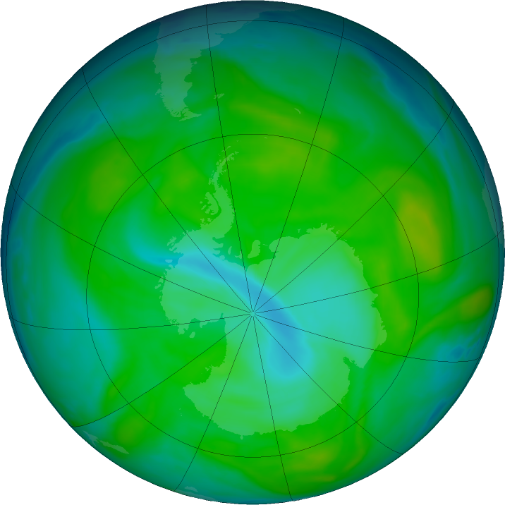 Antarctic ozone map for 26 December 2017